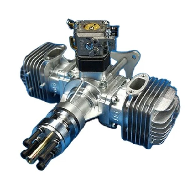 DLE60 Gasoline Engine Two-cylinder Two-stroke Side Exhaust Natural Air-cooled Hand Start 60CC for RC Model Airplane